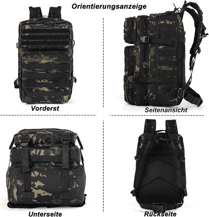 TANTOMI Taktischer Rucksack, 45L Militär Rucksack, Outdoor Rucksack, Travel Backpack, Tactical Backp