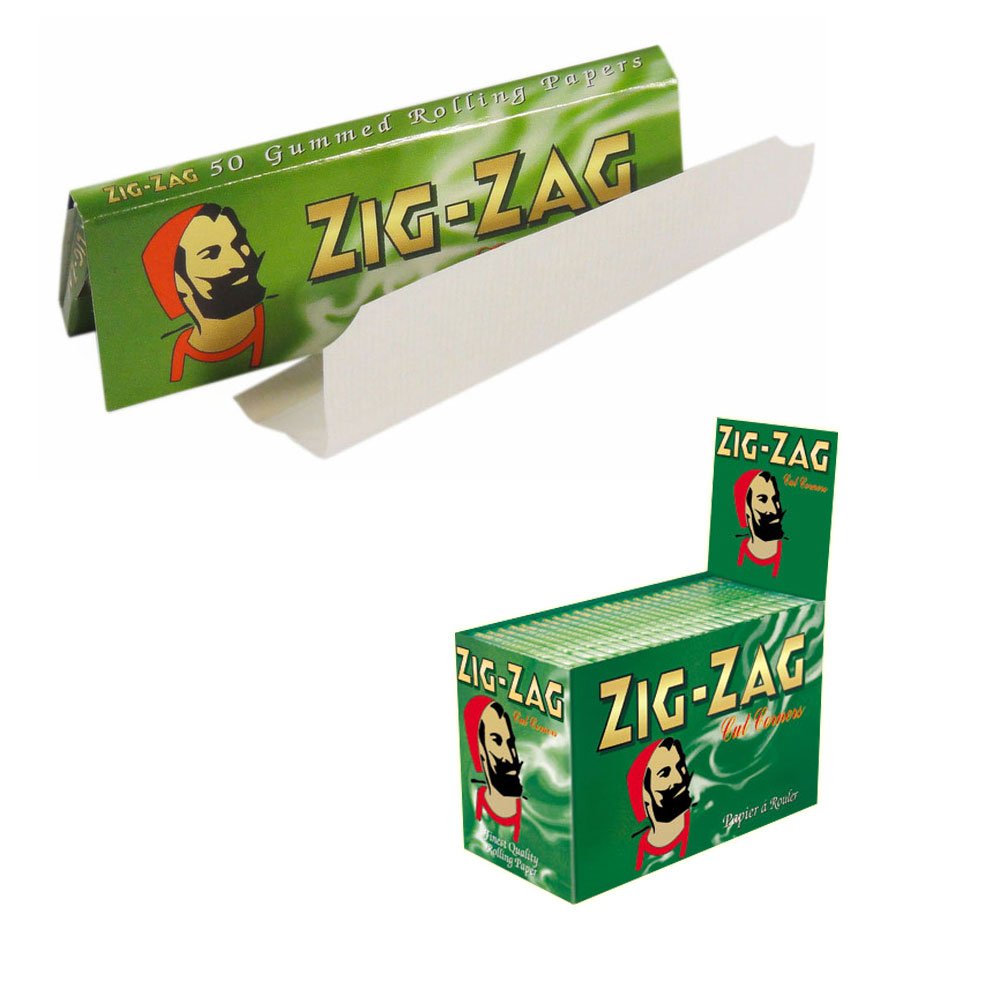 Zig Zag Zigarettenpapier in Standardgrösse, mit ausgeschnittenen Ecken für einfaches Rollen, Grün, 1