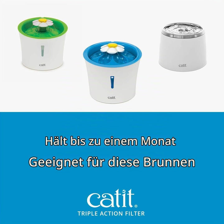 Catit Triple Action Filter, 3fach wirksamer Ersatzfilter, Trinkbrunnenfilter, 12er Pack, 12er-Set; S