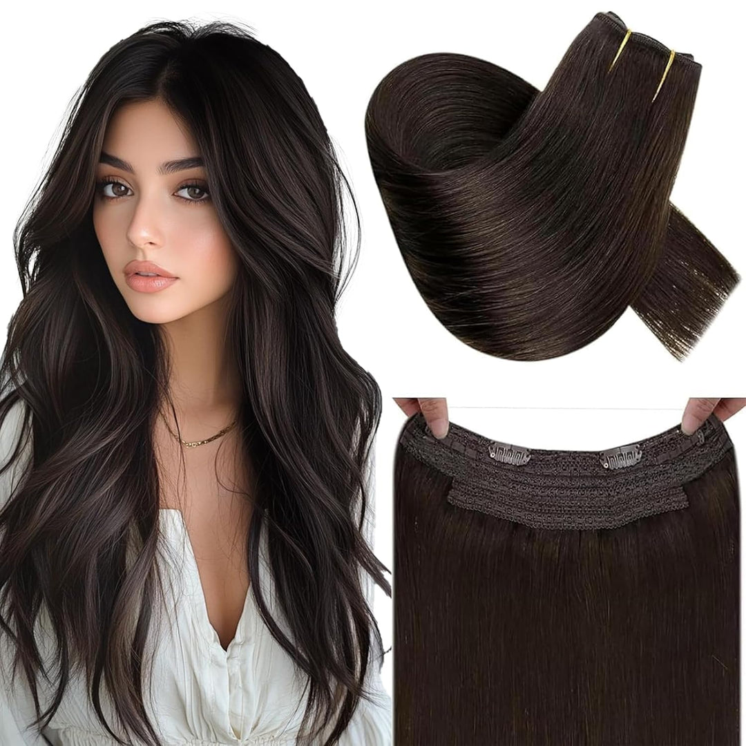 RUNATURE Remy Secret Draht Extensions Echthaar Invisible Wire on Extension Echthaar 18 Zoll 80g Farb
