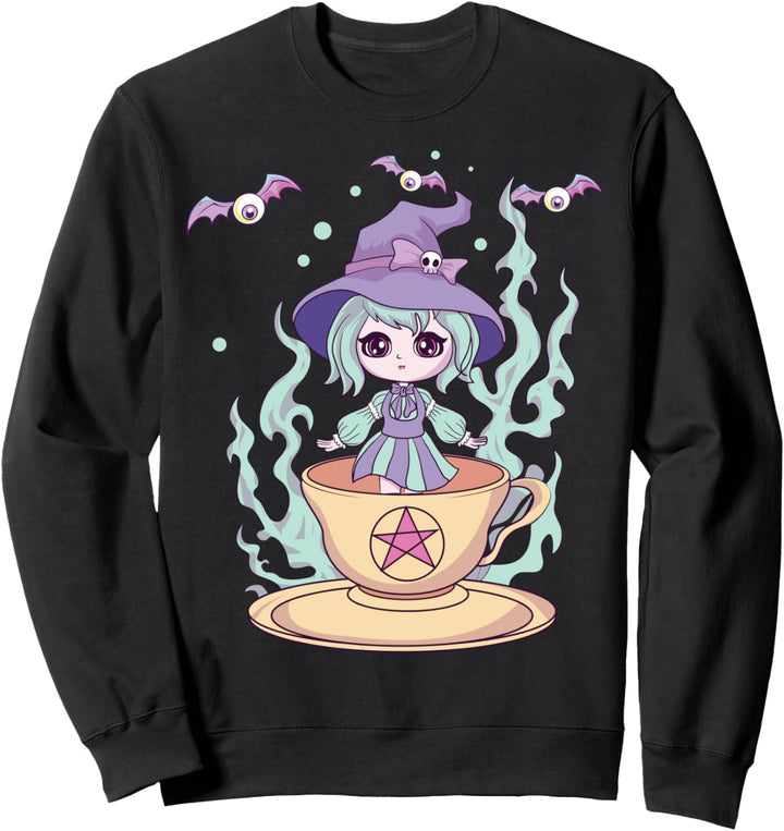 Pastell Goth Cute Creepy Witchy Girl Ästhetisches Anime Girl Sweatshirt