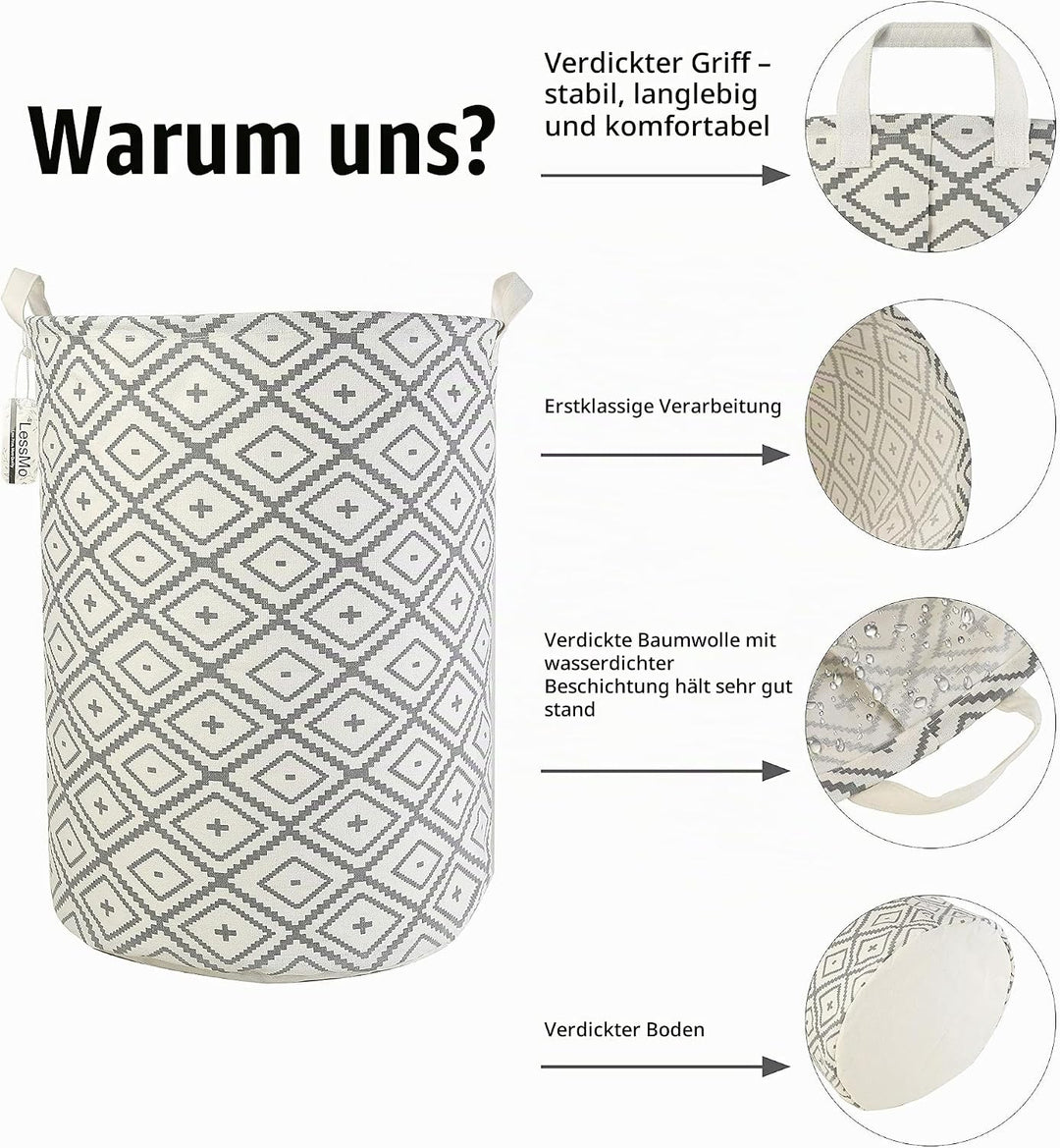 LessMo 2PCS 19.7" Wäschekorb Sortierer – Faltbar - 2er Set Wäschesammler spart Zeit beim Sortieren f