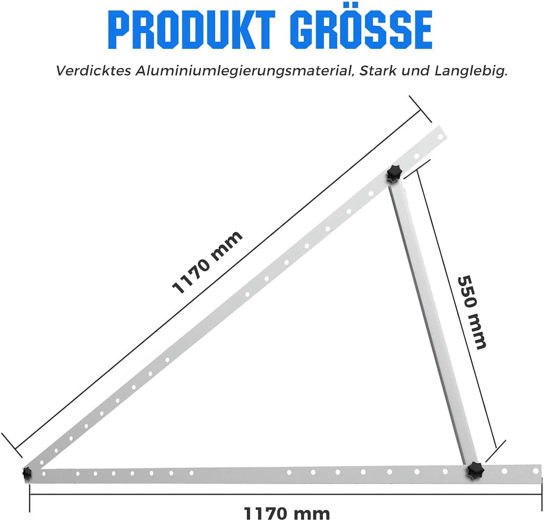 GLIESE Balkonkraftwerk Halterung 118 cm 46.5 Zoll (2 Paare),Aluminiumlegierung Solarmodul Halterung,