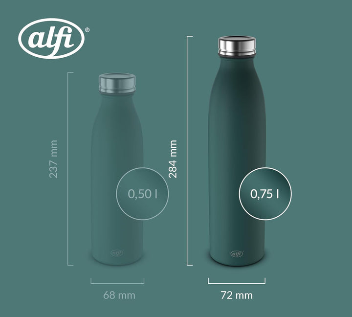 alfi PURE BOTTLE 750ml, dunkelgrün, pine green, Isolierflasche aus Edelstahl, kohlensäurefest, 12h h