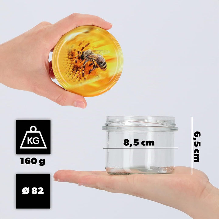 KADAX 20er Set Marmeladengläser 235ml TO82 Biene, Einmachgläser Vorratsgläser Mason Jar mit Schraubd