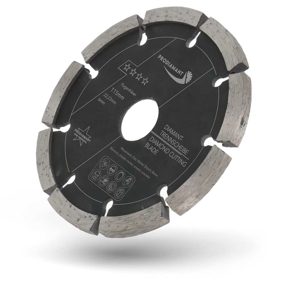 PRODIAMANT Fugenfräser ø 115 mm Breite 6mm für Mörtel Beton Mauerwerk und Putz 10mm Diamantsegment P