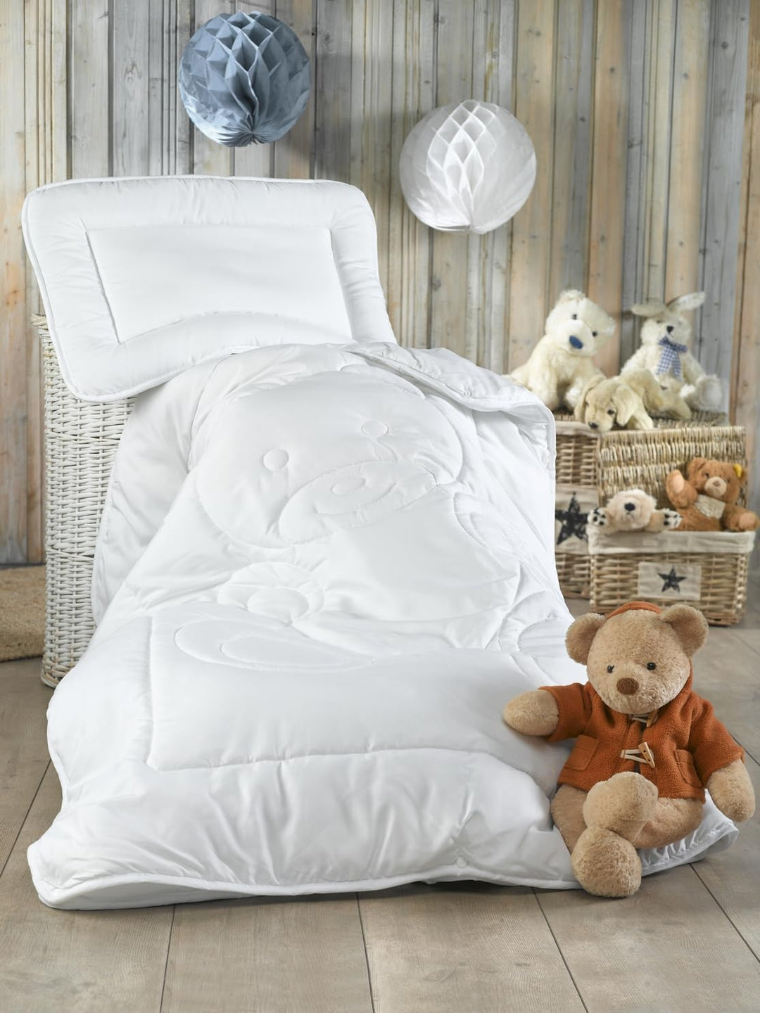 Carpe Sonno Baby Bettdecke und Kissen + Babybettwäsche 100x135 [Kinder Bettdecken Set] Kinderbettdec