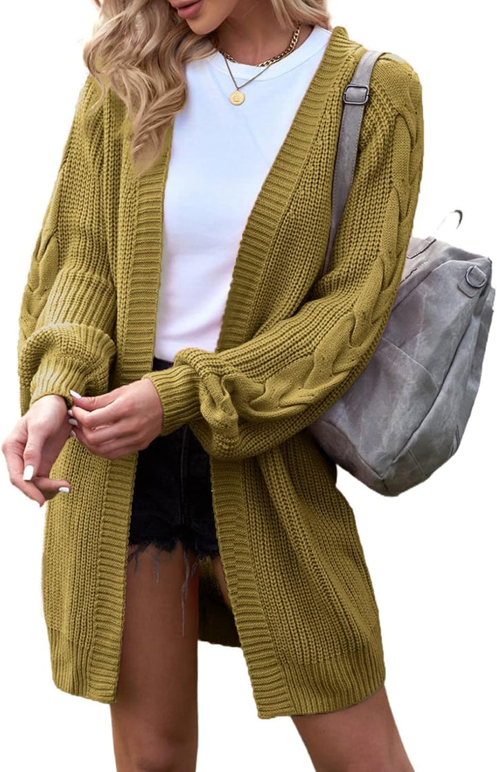 Maavoki Damen Lang Strickjacke Oversize Langarm Sweater Cardigan Casual Strickmantel Herbst Outerwea