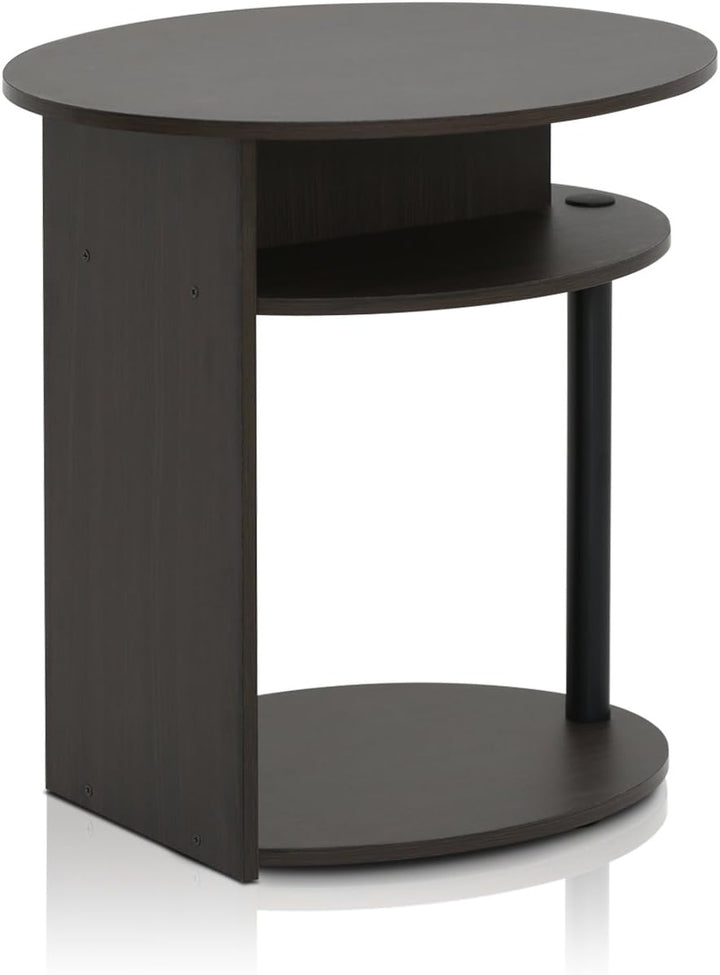 Furinno JAYA Ovaler Beistelltisch mit moderen Design, holz, Walnuss/Schwarz, 39.37 x 39.37 x 49.02 c
