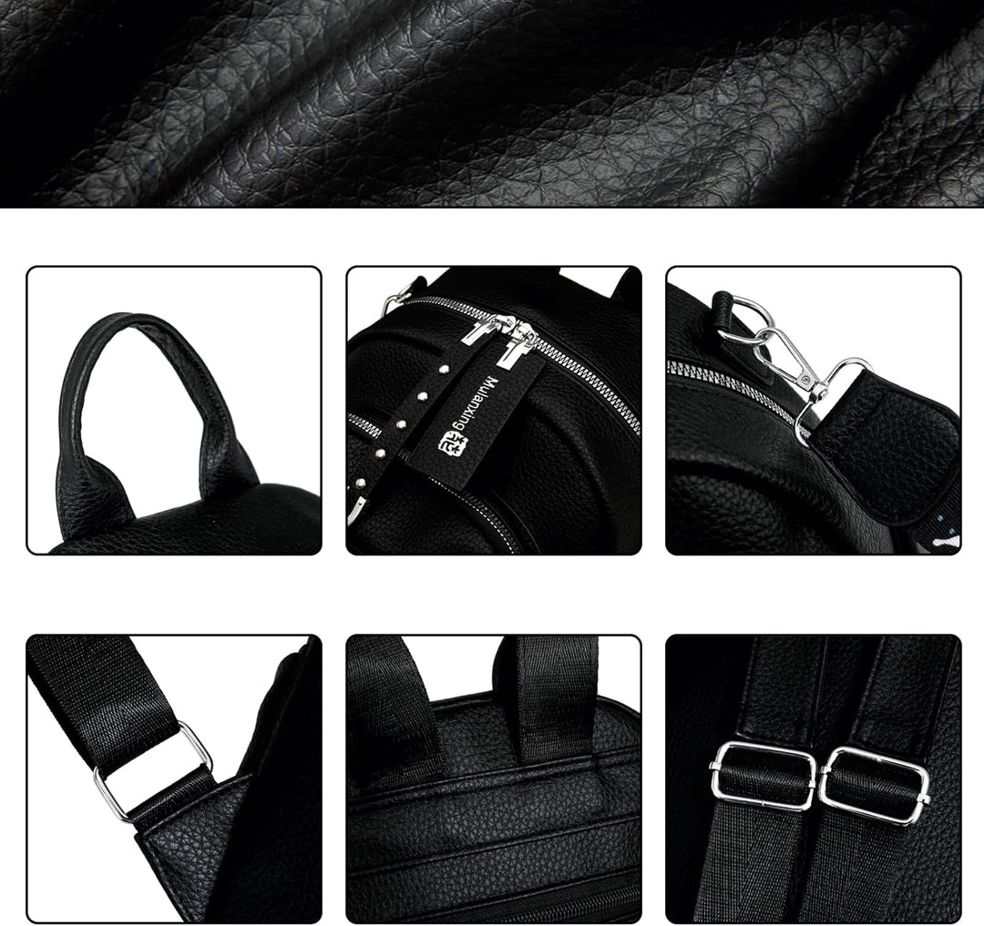 JANSBEN Leder Rucksack Damen Klein, Elegant Cityrucksack Modern Anti-Diebstahl Tagesrucksack Backpac