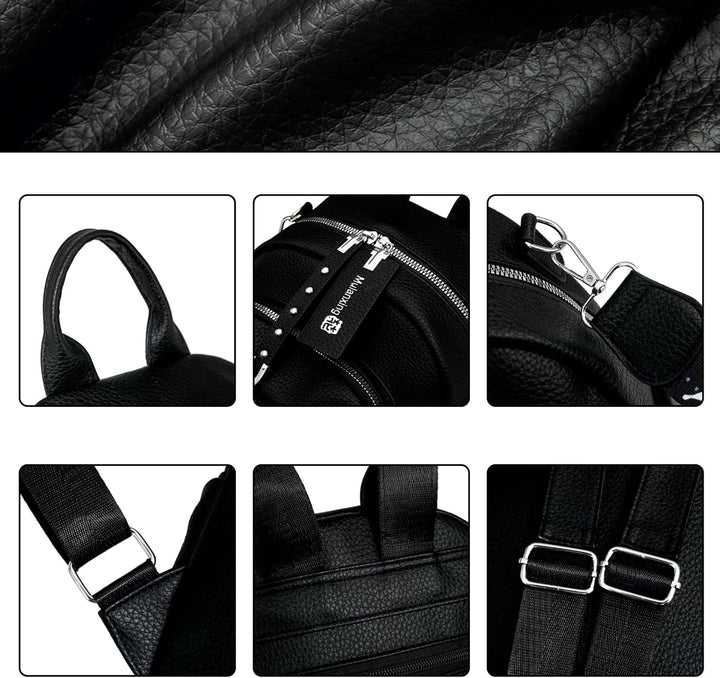 JANSBEN Leder Rucksack Damen Klein, Elegant Cityrucksack Modern Anti-Diebstahl Tagesrucksack Backpac