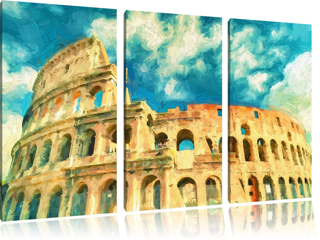 Pixxprint Colosseum bei Tag in Rom als Leinwandbild/Grösse: 3 Teilig (120x80) cm/Wandbild/Kunstdruck