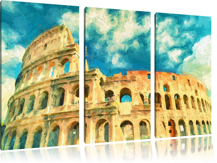 Pixxprint Colosseum bei Tag in Rom als Leinwandbild/Grösse: 3 Teilig (120x80) cm/Wandbild/Kunstdruck