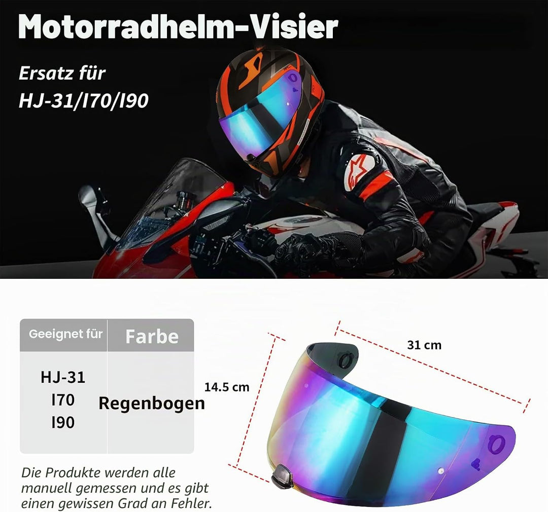 Visier Helm für Hjc i70 i10 HJ-31,Motorradhelm Visier,Motorrad Windschutz Helm Objektiv Visier,Vollg