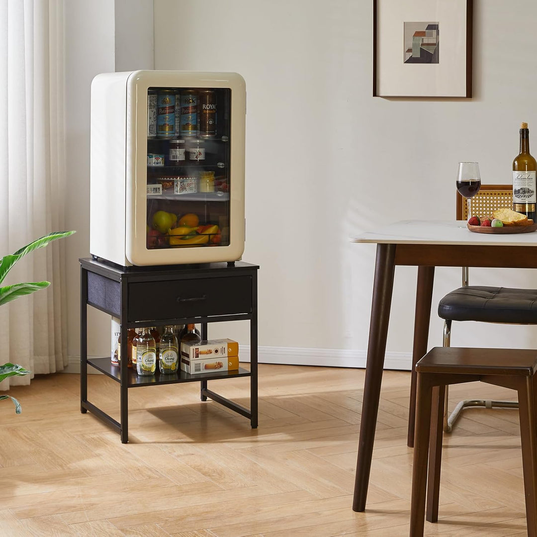 Grosser Beistelltisch mit Stoffschublade, verstellbares Ablagefach 50cm, quadratischer Teetisch, Küh