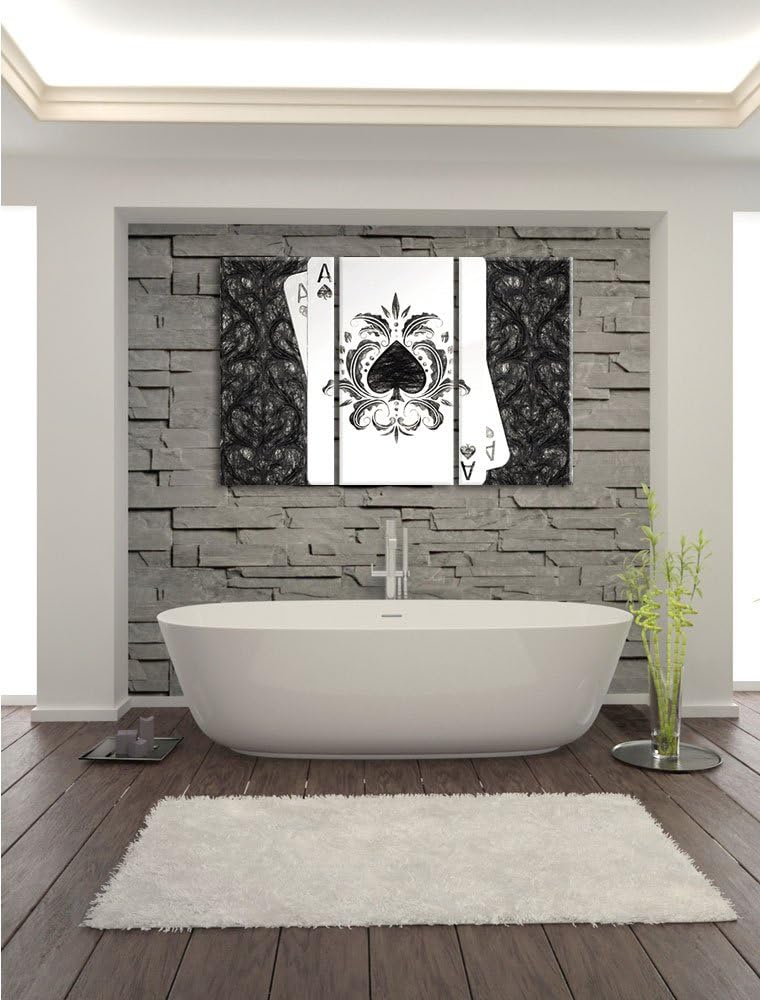 Pixxprint Spielkarte Ass als Leinwandbild/Grösse: 3 Teilig (120x80) cm/Wandbild/Kunstdruck/fertig be