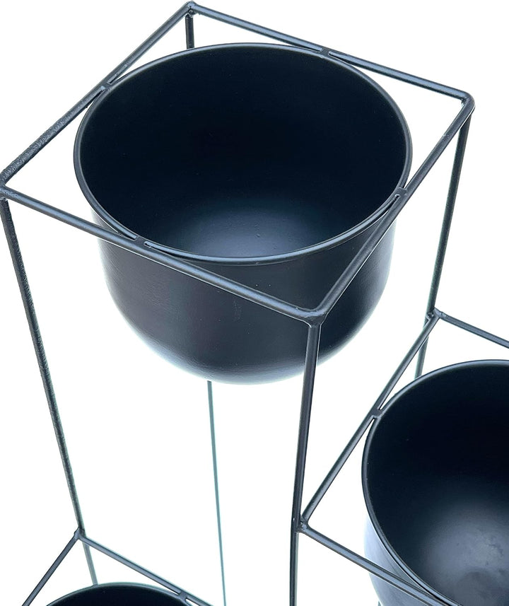 DanDiBo Blumentreppe Metall Schwarz 90 cm Pflanzentreppe mit Topf Innen Indoor Blumenständer 210015