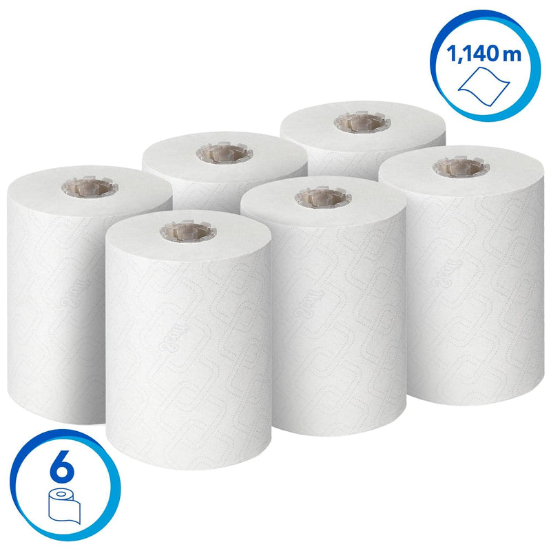 Scott Essential Slimroll Rollenhandtücher 6695 – Rollenpapiertücher – 6 x 190 m Papiertuchrollen, we