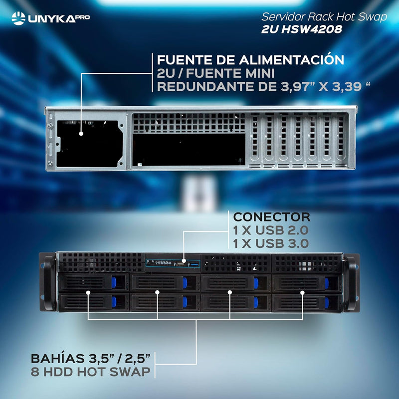 Unykach 2U HSW4208 Rack-Server, Rackbox, Hot Swap 2U USB 3.0, 2U USB 3.0