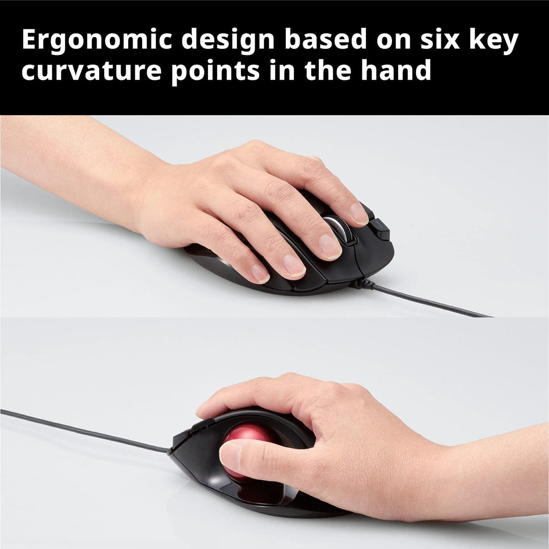 ELECOM EX-G Trackball-Maus, kabelgebunden, Daumensteuerung, ergonomisches Design, 5-Tasten-Funktion
