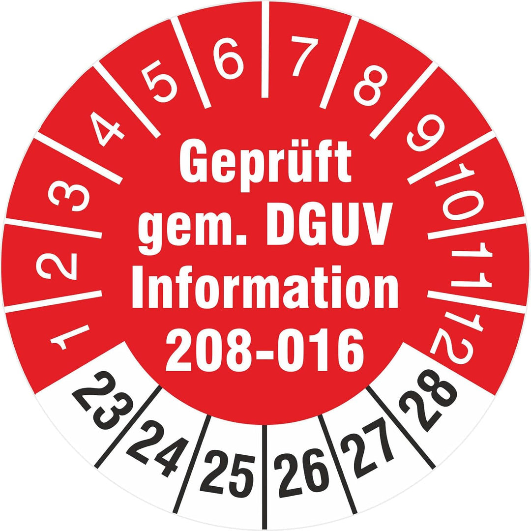 2500 Stück 18 mm Prüfplaketten geprüft nach DGUV Information 208-016 Leitern und Tritte Prüfetikette
