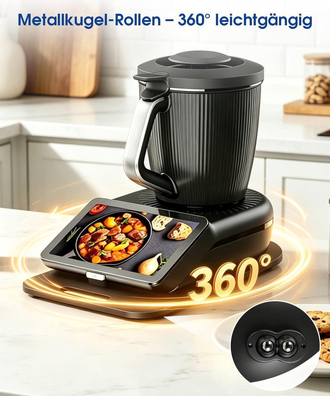 BOYUNSHI Gleitbrett für Thermomix TM7 mit Silikon Displayschutz, 3te Generation,Acryl-Platte mit 360