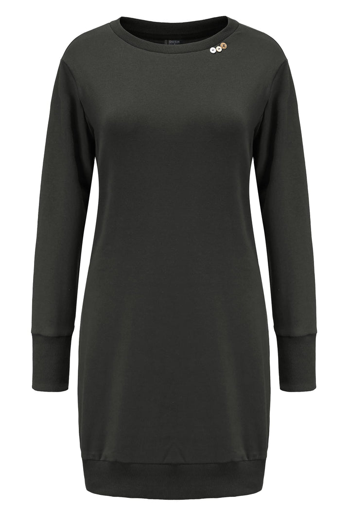 DOTIN Damen Sweatkleid Langarm Sweatshirt Pulloverkleid Herbst Hoodie Kleider Lässiges Jumper Tops M