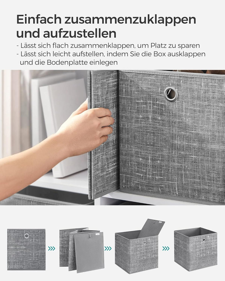SONGMICS Aufbewahrungsbox, 6er Set, Ordnungsboxen aus Vliesstoff mit Griff, Boxen Aufbewahrung, 26 x