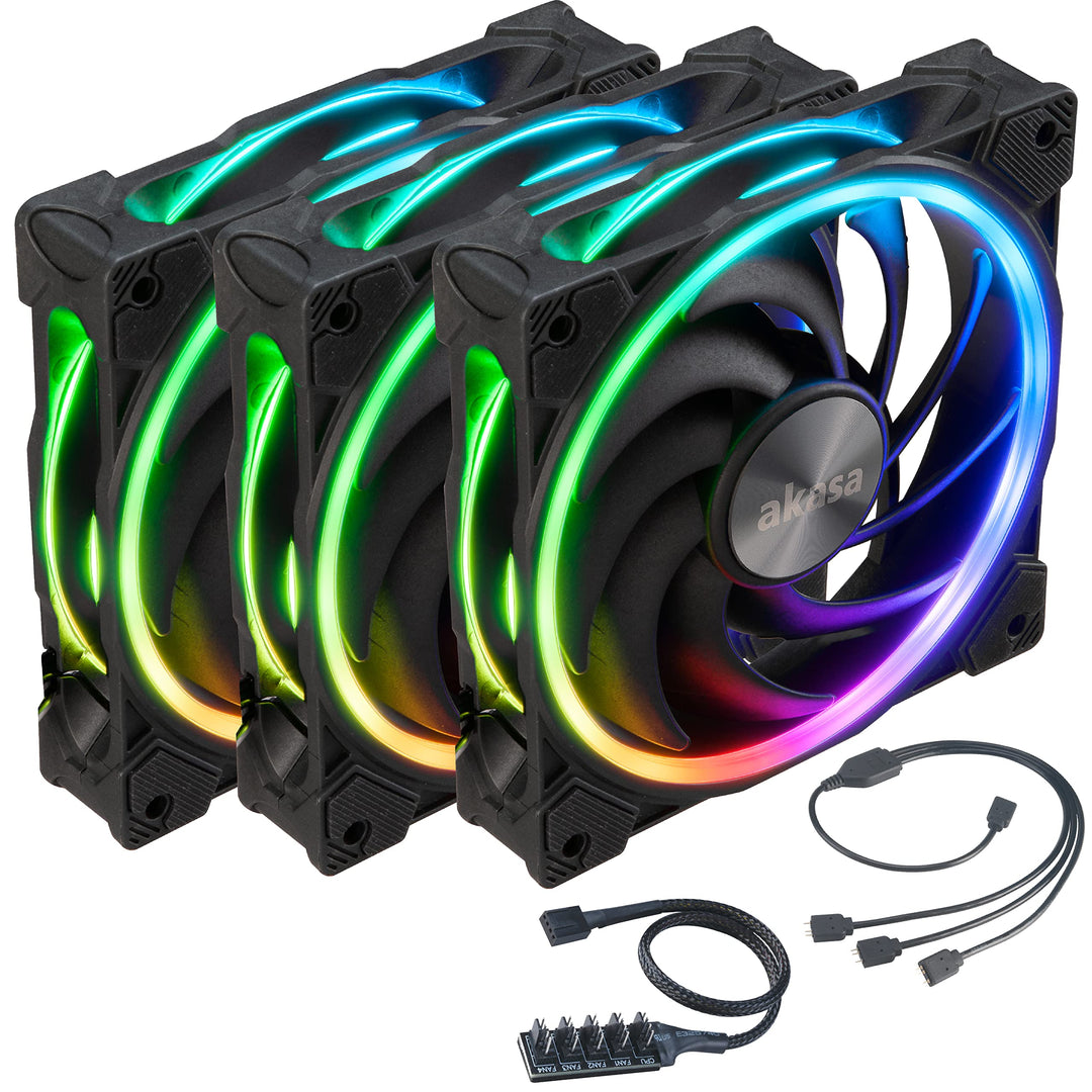 Akasa SOHO AR, 120mm Adressierbarer RGB Gehäuselüfter, PWM Lüfter, mit PWM Splitter Hub und 1 zu 3 A