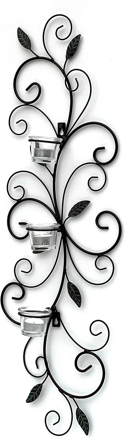 DanDiBo Teelichthalter Metall Wand Braun 131001 Wandteelichthalter 75 cm Wandleuchter Kerzenhalter W