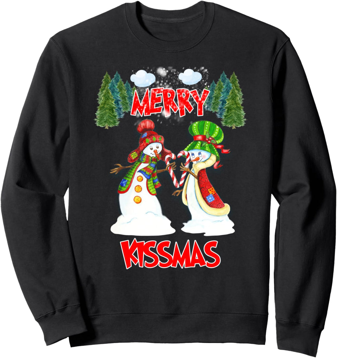 Merry Kissmas Ugly Christmas Sweater Snowmen Love Xmas Gift Sweatshirt