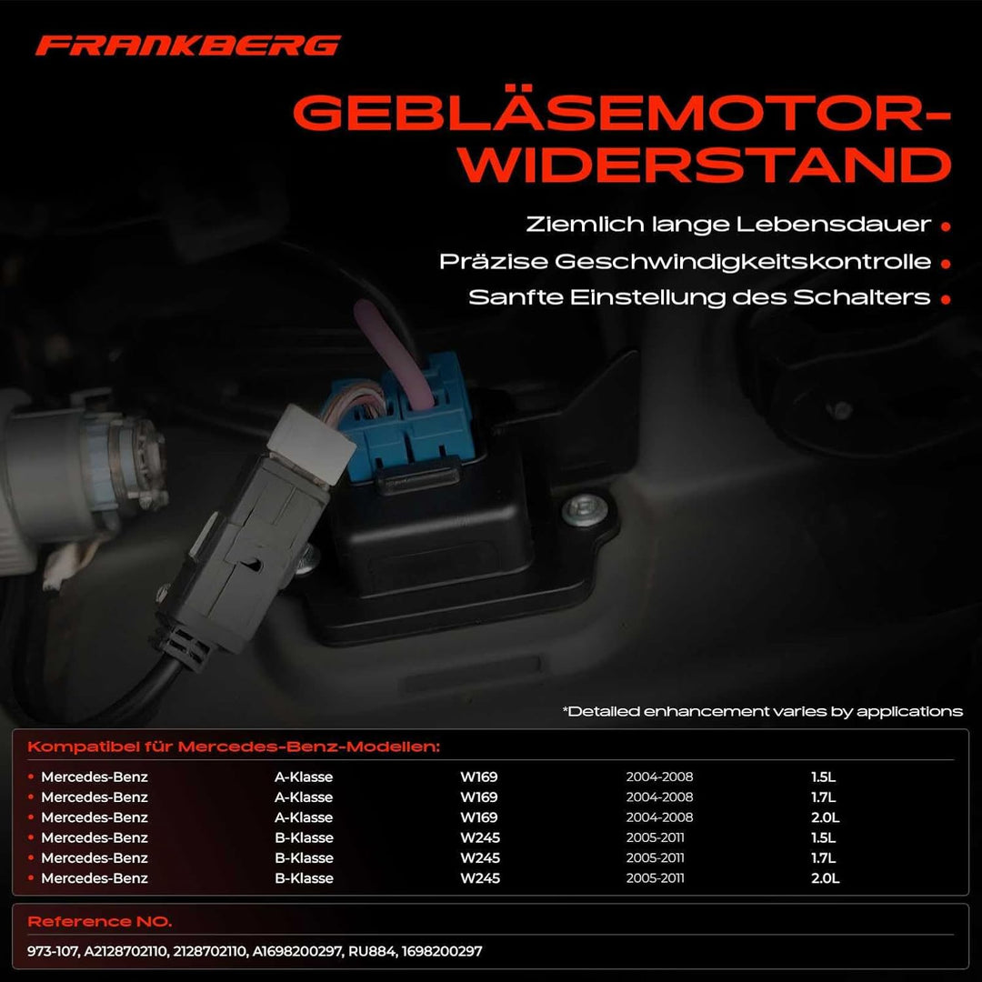 Frankberg Gebläseregler Vorwiderstand Steuergerät Kompatibel mit A-Klasse W169 A150 A160 A170 A180 A