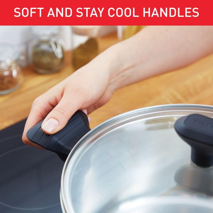 Tefal Comfort Max Kochtopf 24 cm + Glasdeckel, Induktion, hochwertiger Edelstahl, thermoisolierte Gr