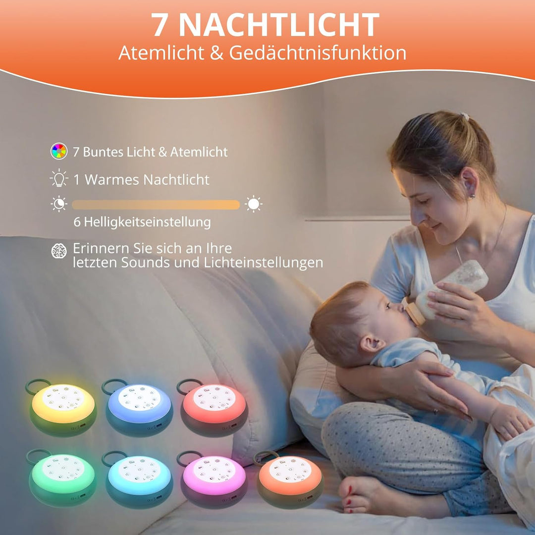 FUNYKICH White Noise Machine Baby, Tragbare Einschlafhilfe Weisses Rauschen für Erwachsene mit Aufna