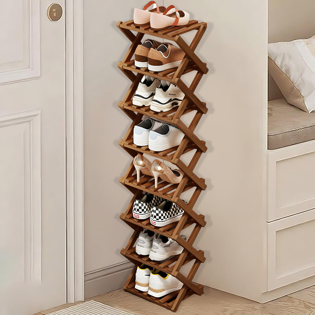 kiss me Vertikales Schmales Schuhregal Bambus 8 Ebenen Braun 8–braun Einheitsgrösse, 8–braun Einheit