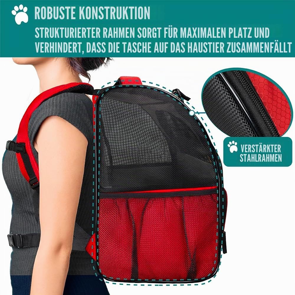 PetAmi Hunderucksack für kleine und grosse Katzen, Haustiere, Welpen, belüfteter Haustier-Wanderruck