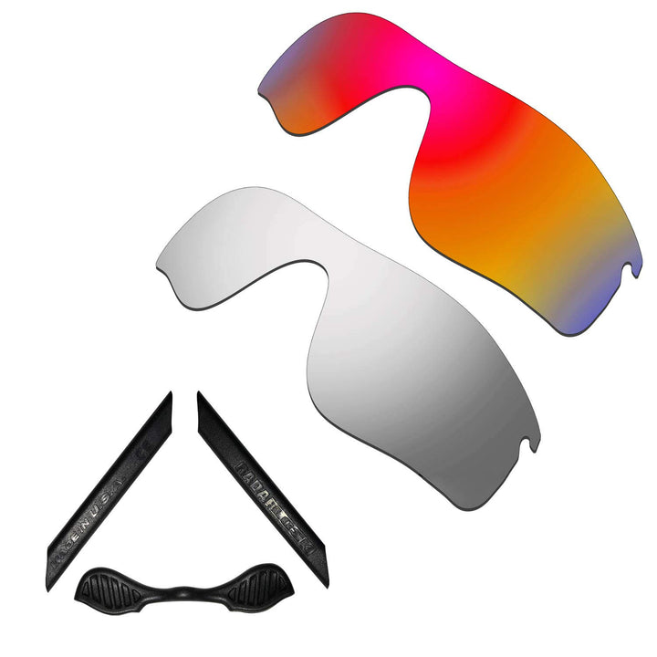 HKUCO For Oakley Radarlock Path Red/Silver Polarized Replacement Lenses And Black Earsocks Rubber Ki