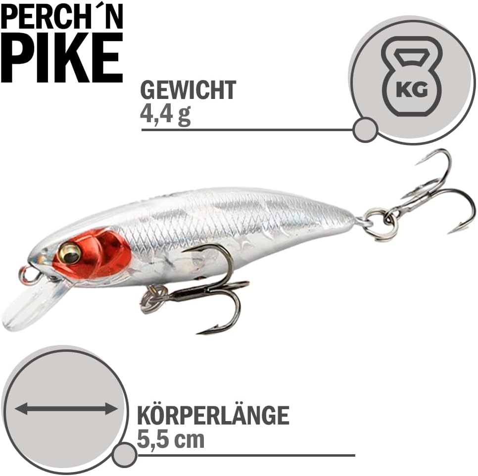 Wobbler im 5er Set für Forelle & Barsch, 5,5cm, Kunstköder Set für Spinnfischen, Minnow Köder sinken