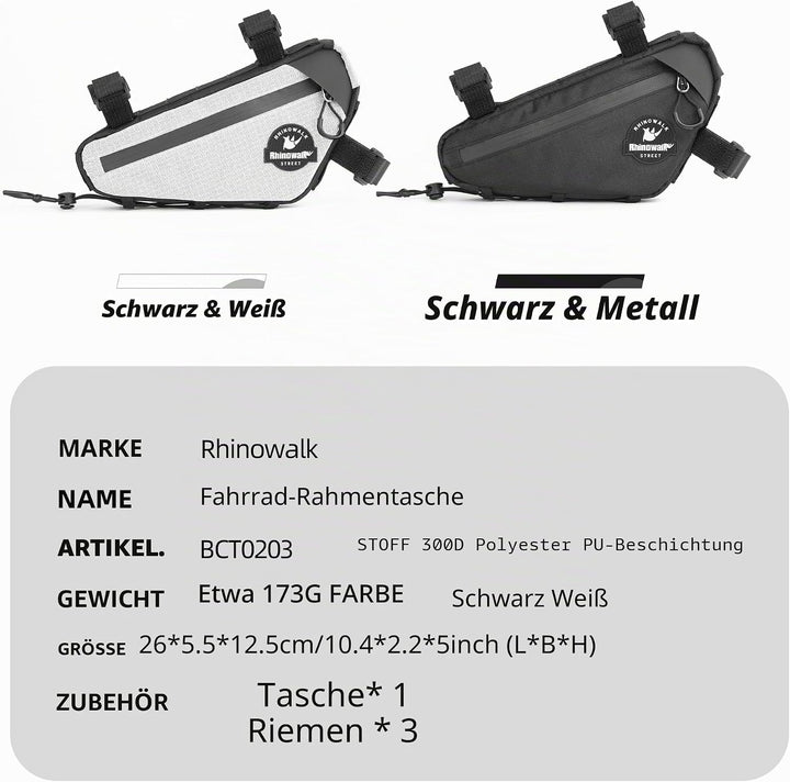 Rhinowalk Fahrrad Rahmentasche Rohrtasche Oberrohrtaschen Triangeltasche Dreieck Fahrradtasche Lenke