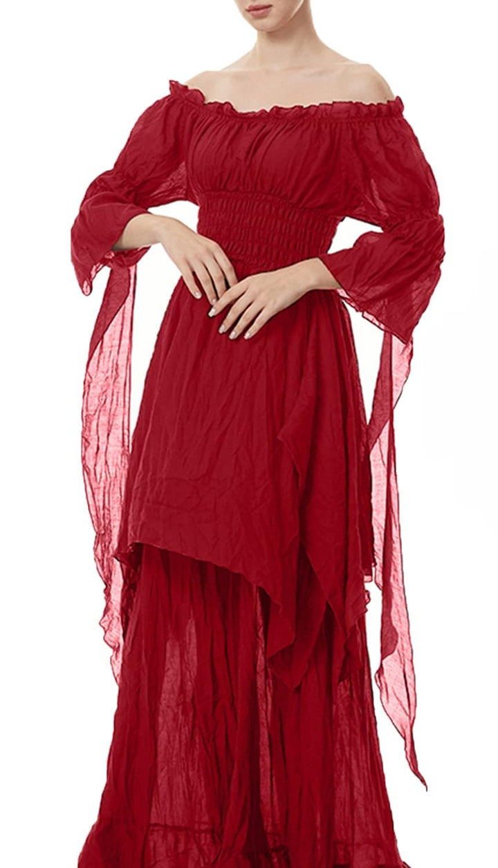 Halloween Kostüm Damen Mittelalter Renaissance Kleidung mit Korsett Gürtel Retro Maxikleid Viktorian