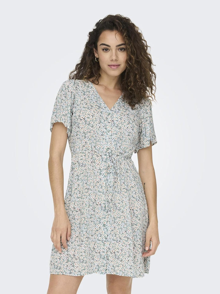 ONLY Female Kleid ONLEVIDA Kurzes Kleid XS Gray Mist/Aop:flower, XS Gray Mist/Aop:flower