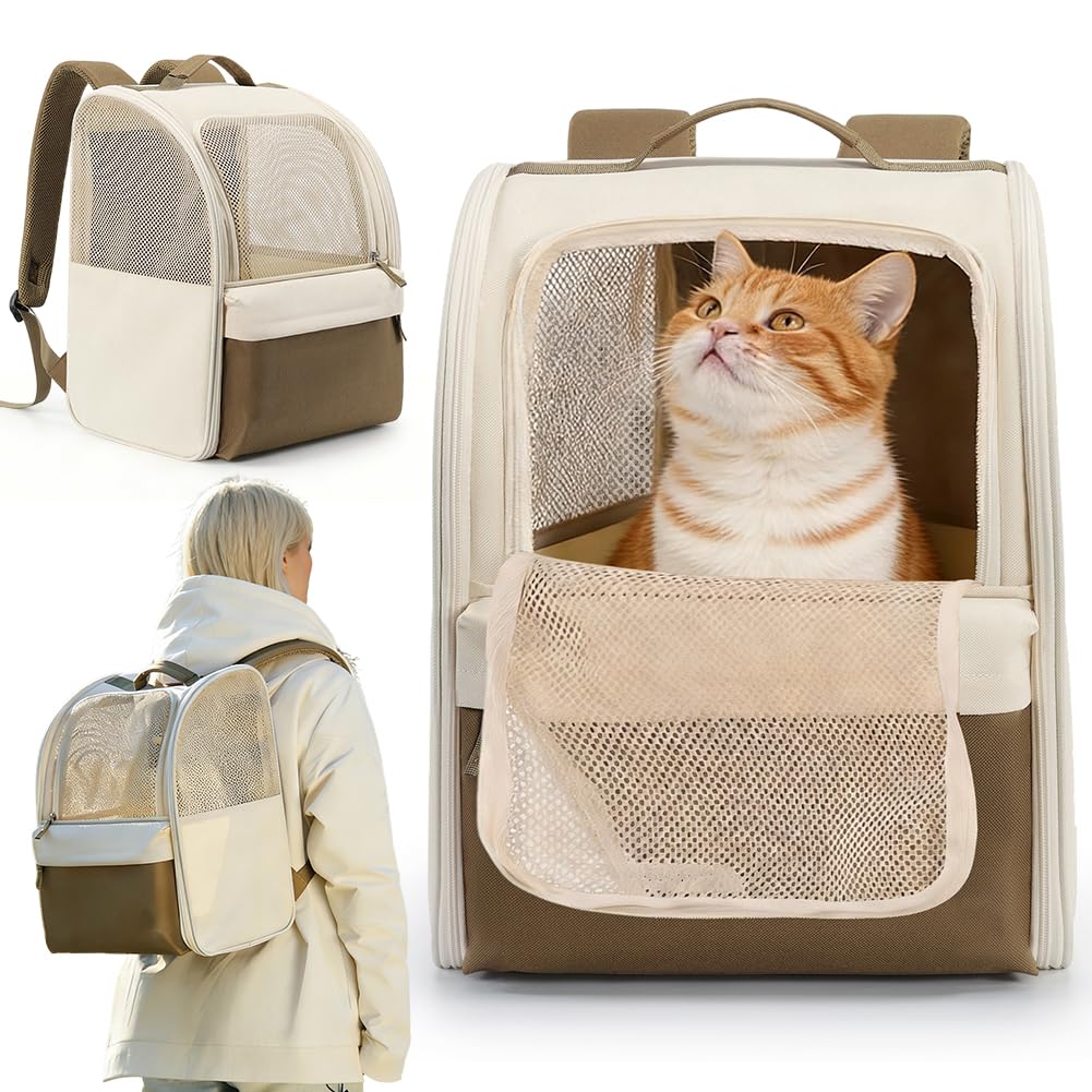 HundeRucksack & KatzenRucksack bis 10kg, Katzentransporttasche & Hundetragetasche, 600D Oxford, Stah