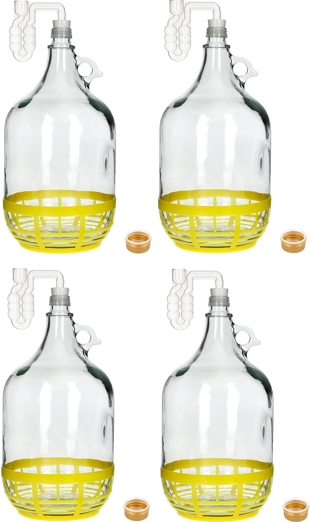 lilawelt24 4X Set 5L Flasche +Gummistopfen + Gärröhrchen Gärballon Weinballon Gärbehälter/brauen/Wei
