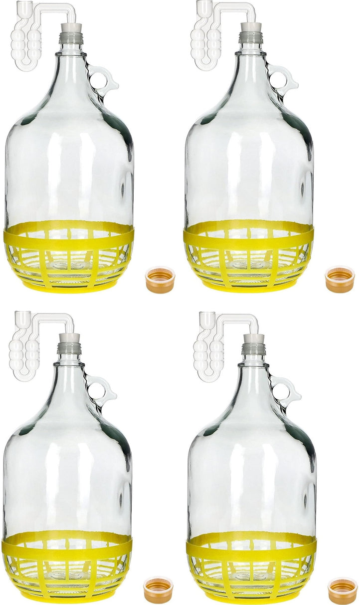 lilawelt24 4X Set 5L Flasche +Gummistopfen + Gärröhrchen Gärballon Weinballon Gärbehälter/brauen/Wei