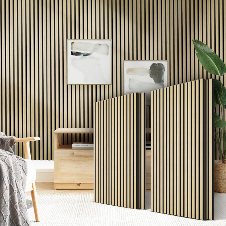 JAMELO Akustikpaneele Holz, 4 Stück 120 x 60cm - 2,88m² Wandpaneele Holz, Eiche 120cm*60cm*2cm Holzä