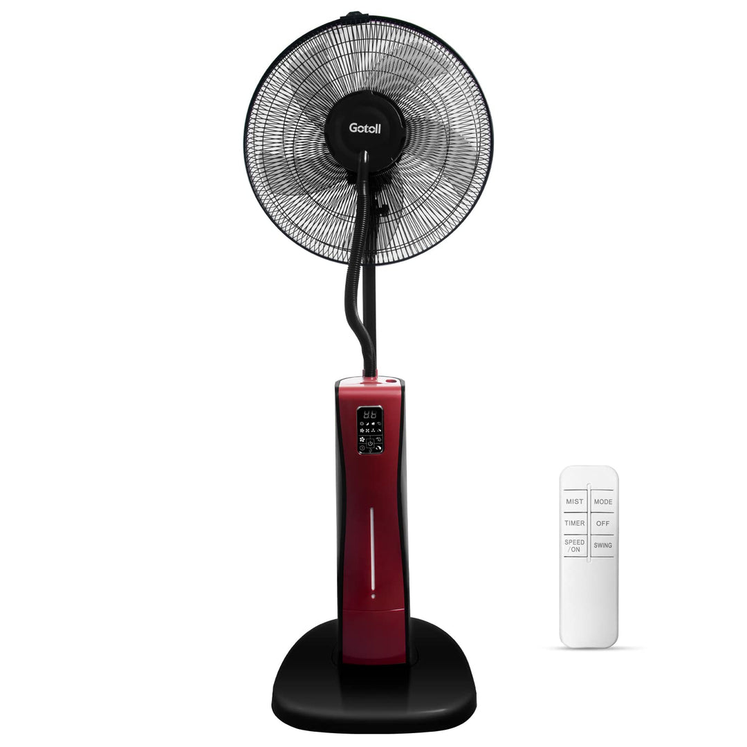 Gotoll Standventilator mit Wasserkühlung und Fernbedienung, Stand-Ventilator mit Sprühnebel, 12H Tim