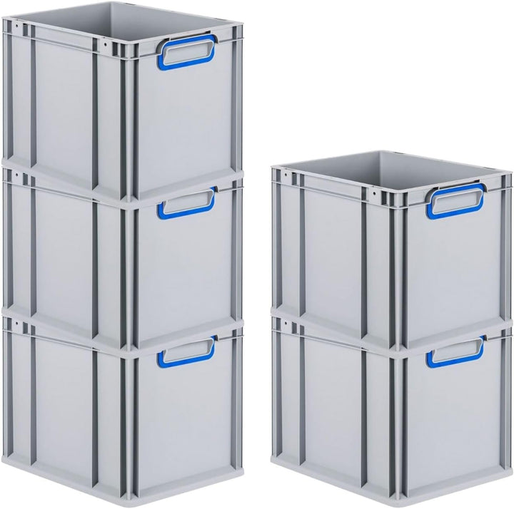 SuperSparSet 4x Eurobox NextGen Color | HxBxT 32x30x40cm | 30 Liter | Griffe blau geschlossen | Glat