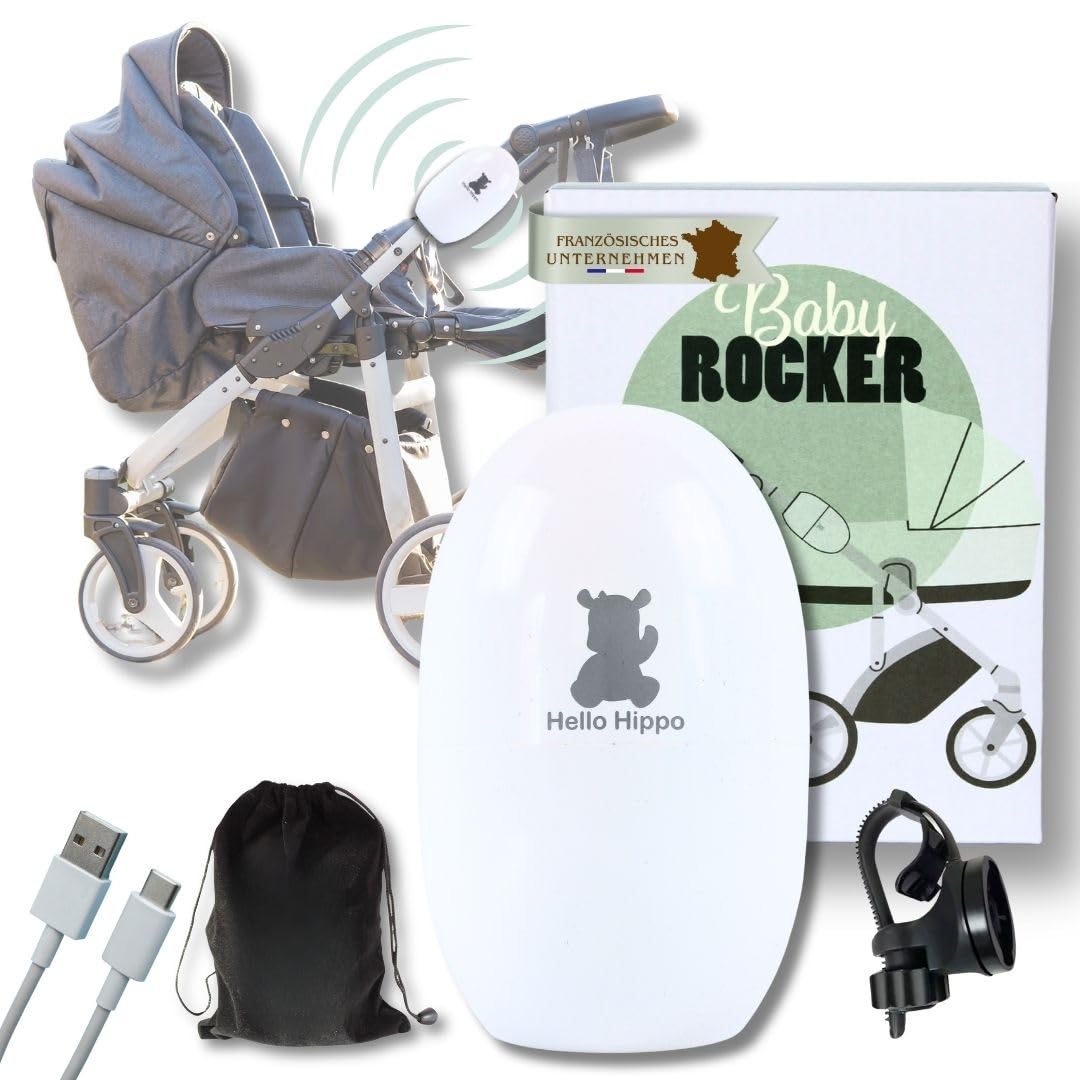 Hello Hippo - Automatische Wiege USB-C wiederaufladbar – Baby Rocker – Schlafhilfe für jeden Kinderw