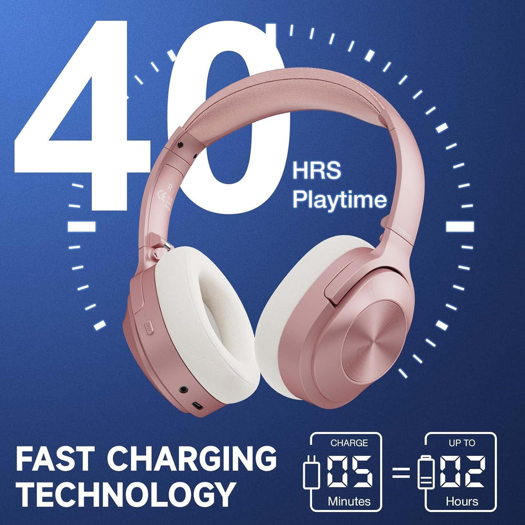 FORALL U20 Over Ear Kopfhörer Bluetooth Noise Cancelling Kopfhoerer, Fast Charging, 40H Spielzeit, A