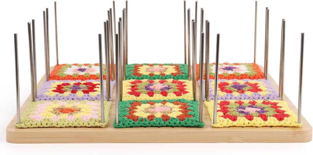 Coopay Granny Square Spanner Gross, 29 x 29 cm Blocking Board Häkeln Gross mit 30 Edelstahl Stabstif